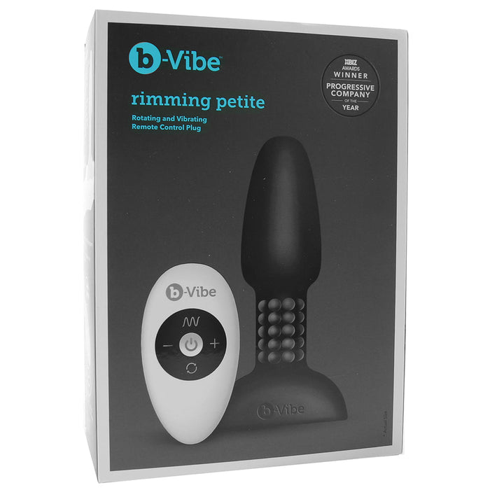 b-Vibe Rimming Petite Rechargeable Remote-Controlled Vibrating Silicone Anal Plug with Rotating Beads Black