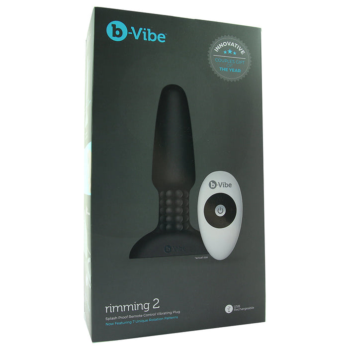 b-Vibe Rimming Rechargeable Remote-Controlled Vibrating Silicone Anal Plug with Rotating Beads Black