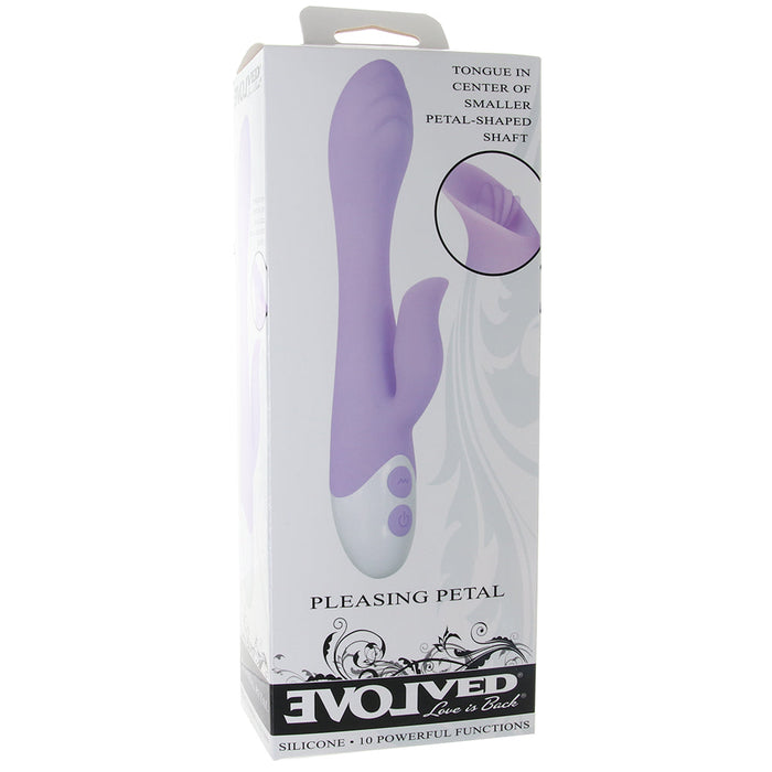 Evolved Pleasing Petal Rechargeable Silicone Flicking Dual Stimulator Light Purple