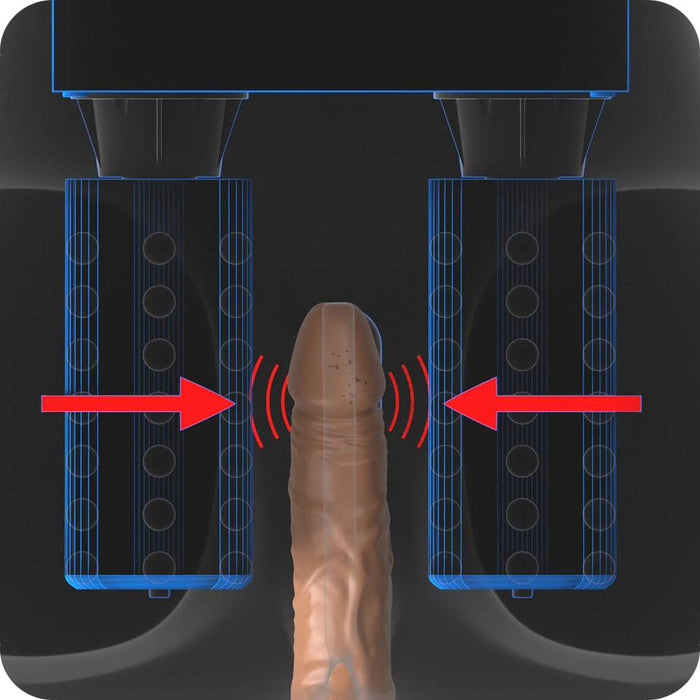 PDX Elite Milk Me Silly Remote-Controlled Vibrating Rotating Dual-Entry Mega Masturbator Beige