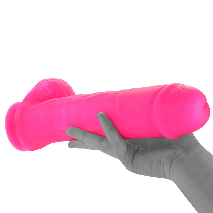 Blush Neo Elite Encore Rechargeable Remote-Controlled 8 in. Silicone Vibrating Dildo with Balls & Suction Cup Purple