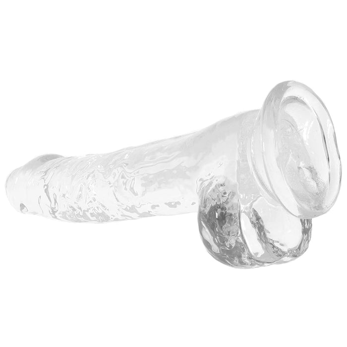 RealRock Crystal Clear Realistic 8 in. Dildo With Balls and Suction Cup Clear