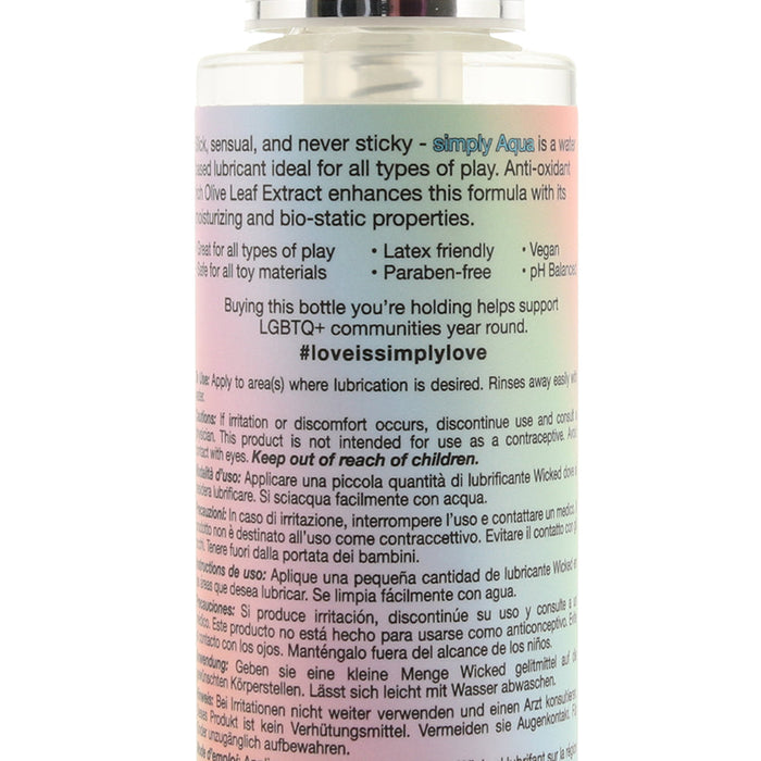 Wicked Simply Aqua LGBTQ+ Special Edition Water Based Lubricant 4 oz.