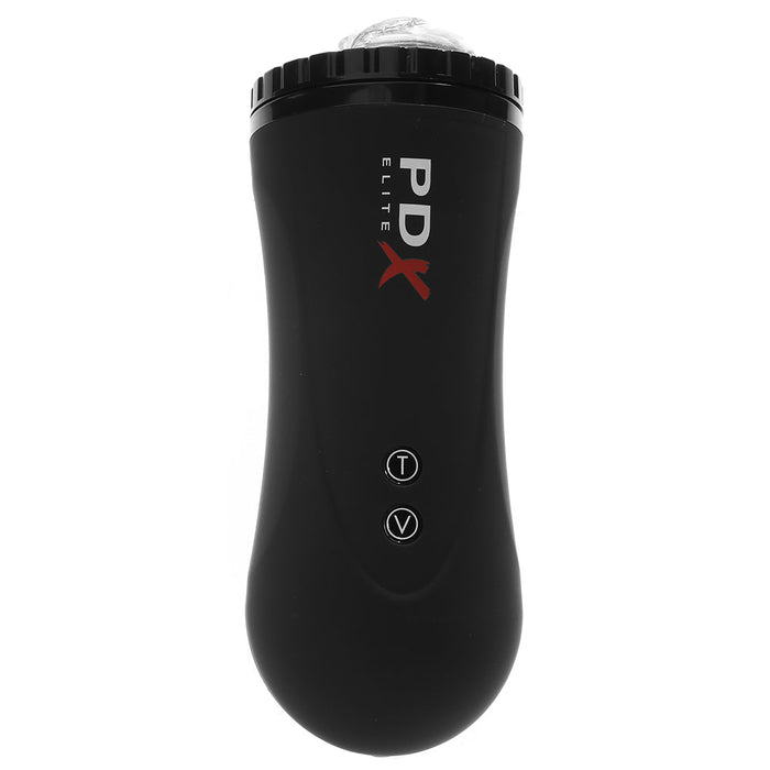 PDX Elite Moto Stroker Rechargeable Thrusting Vibrating Masturbator Clear/Black