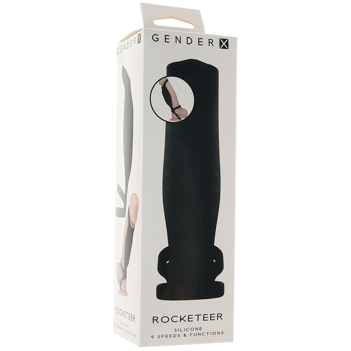 Gender X Rocketeer Rechargeable Triple-Ring Vibrating Silicone Penis Sheath Black