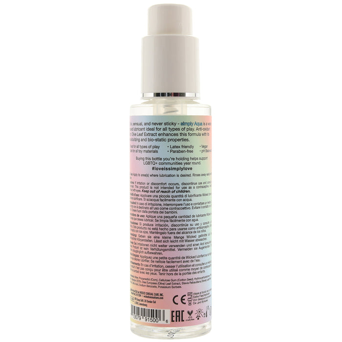 Wicked Simply Aqua LGBTQ+ Special Edition Water Based Lubricant 4 oz.