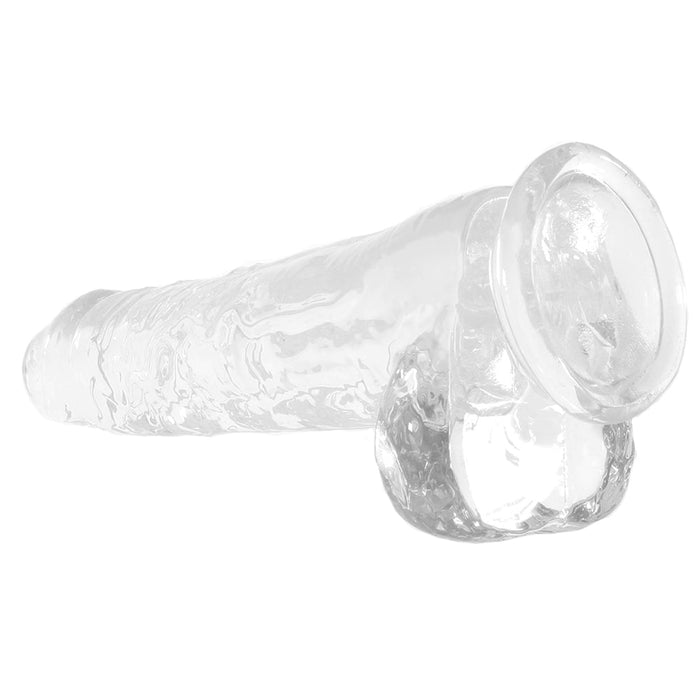 RealRock Crystal Clear Realistic 9 in. Dildo With Balls and Suction Cup Clear