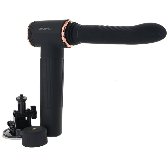 Evolved Too Hot To Handle Rechargeable Silicone Thrusting Sex Machine Black