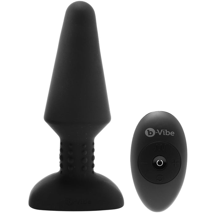 b-vibe Rimming XL Rechargeable Remote-Controlled Vibrating Silicone Anal Plug with Rotating Beads Black