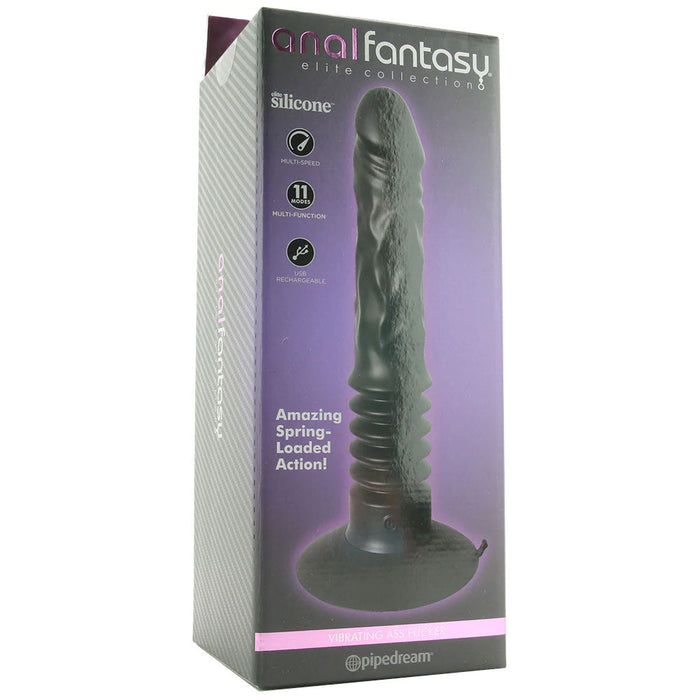 Pipedream Anal Fantasy Elite Collection Rechargeable Silicone Vibrating Ass Fucker 12 in. Thrusting Dildo With Suction Cup Black