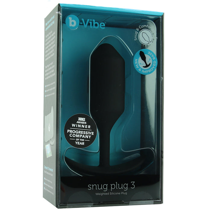 b-Vibe Snug Plug 3 Weighted Silicone Anal Plug Black | Butt Plug