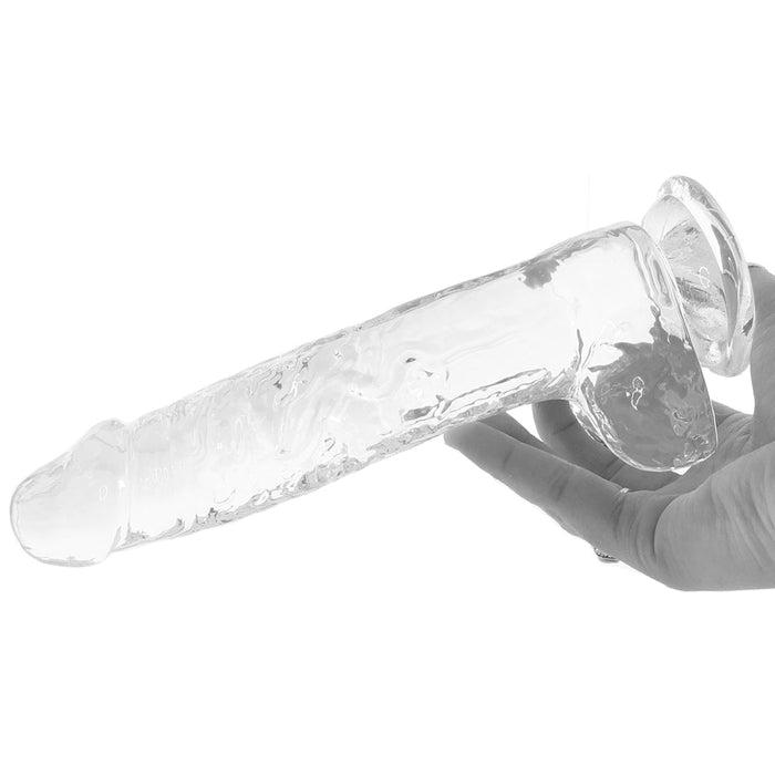 RealRock Crystal Clear Realistic 8 in. Dildo With Balls and Suction Cup Clear