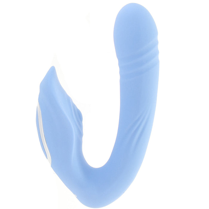 Evolved Tap & Thrust Rechargeable Thrusting Pulsing Silicone Dual Stimulator Blue
