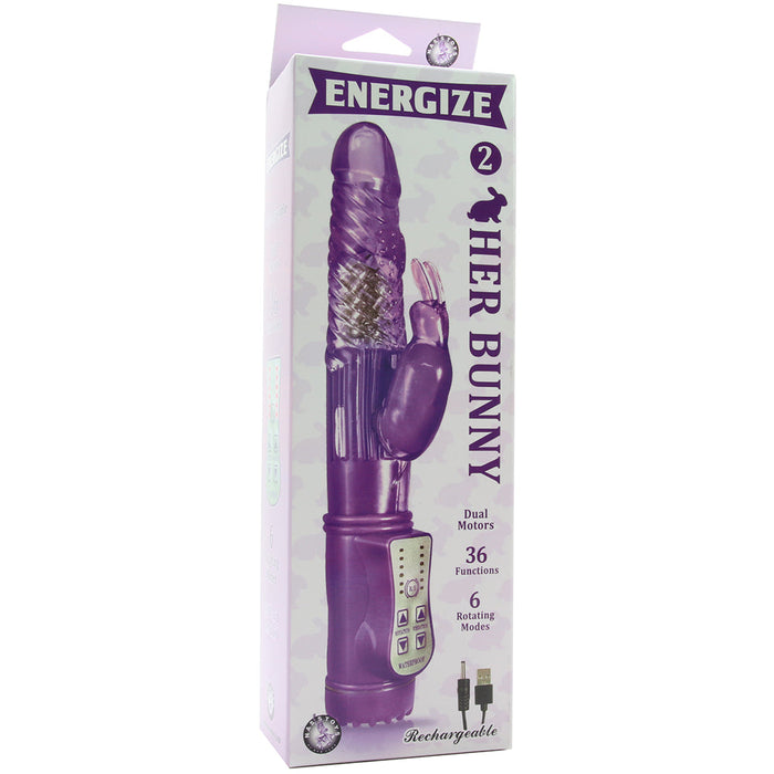 Energize Her Bunny 2 Rechargeable Dual Motors 36 Function 6 Rotation Modes Purple