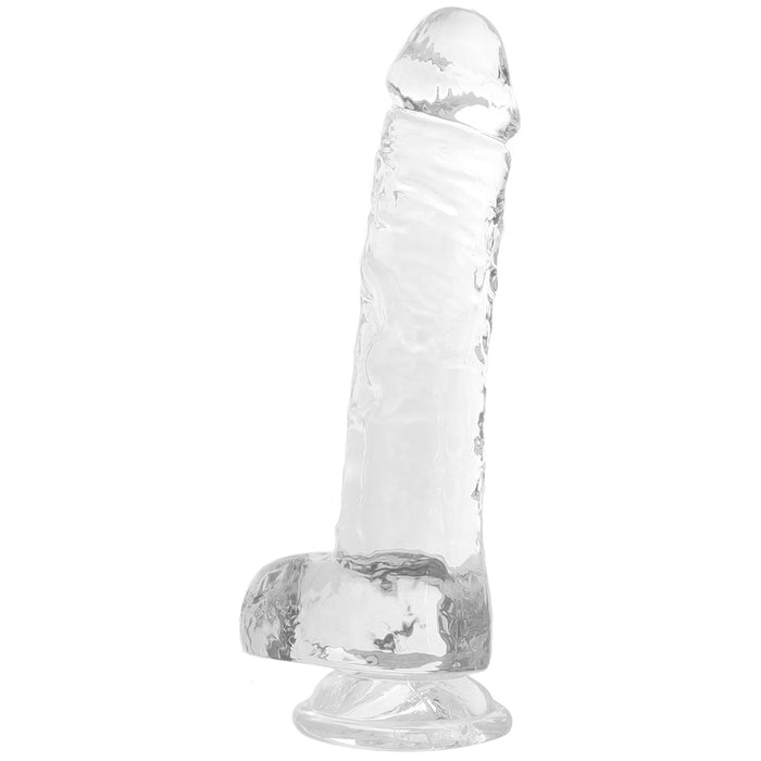 RealRock Crystal Clear Realistic 8 in. Dildo With Balls and Suction Cup Clear