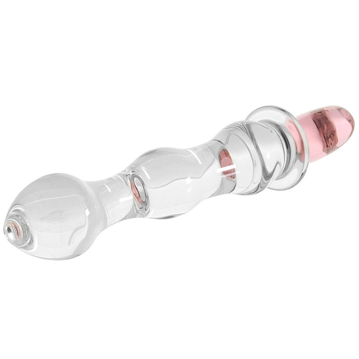 Glass 8 in. Sweetheart Glass Dildo with Pink Heart-Shaped Handle