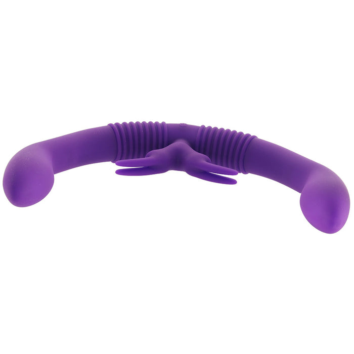 Together Couples Toy with Echo Function Rechargeable Remote-Controlled Silicone Dual Ended Rabbit Vibrator Purple