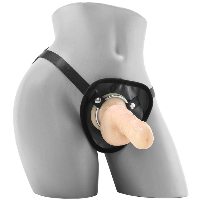 Natural Realskin Squirting Penis W/Adjustable Harness 6in Flesh
