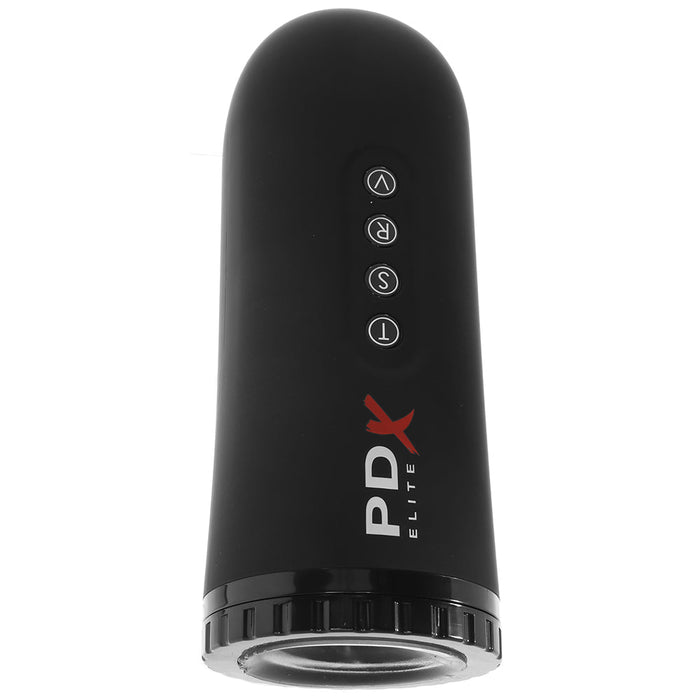 PDX Elite Moto Blower Rechargeable Thrusting Vibrating Suction Masturbator Clear/Black