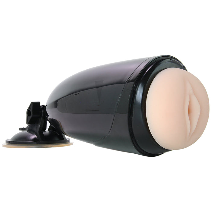 PDX Elite Dirty Talk Rechargeable Vibrating Starter Stroker With Hands-Free Suction Cup Beige/Black