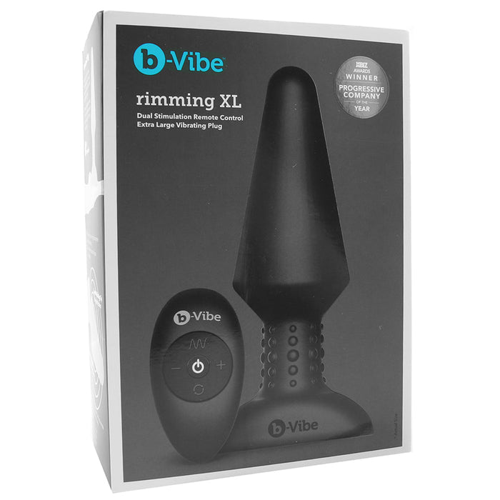b-vibe Rimming XL Rechargeable Remote-Controlled Vibrating Silicone Anal Plug with Rotating Beads Black