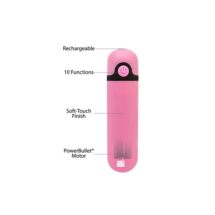 Simple & True Rechargeable Bullet Pink - Rechargeable, 10 Functions, Soft-Touch Finish, PowerBullet Motor